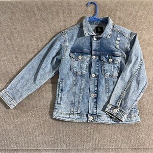 Art Class Denim Jacket Girls Size Small 6/7 Blue Distressed Button Up Pockets
